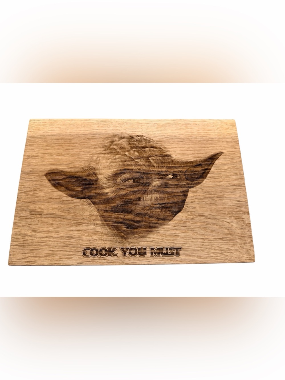 Engraved Yoda Oak Serving/Cutting Board - Natural Brown Pre-Owned
